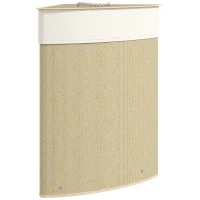 HOMCOM Panier à Linge en Bambou 55L, Panier Triangle avec Sac Amovible et Lavable, Couvercle, Poignée, 35x35x60cm, Naturel(m-1)