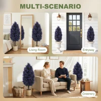 HOMCOM Set of 2 Artificial Lavender Flowers, Indoor Outdoor Fake Plants with Stakes, UV Resistant for Garden,  90 cm, Blue(m-5)