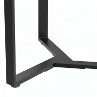 HOMCOM Round Side Table with Tempered Glass Top and Geometric Metal Frame for Small Space, Black(m-10)