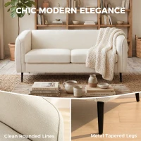 HOMCOM Canapé 2 places en velours, canapé de salon moderne 160 cm, assise large rembourrée, coussin épais à ressorts, beige(m-8)