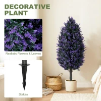 HOMCOM Set of 2 Artificial Lavender Flowers, Indoor Outdoor Fake Plants with Stakes, UV Resistant for Garden,  90 cm, Blue(m-4)