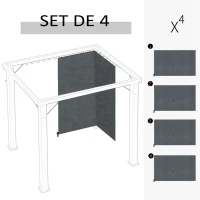 Outsunny 4 parois latérales pour pavillon de jardin tonnelle rigide 300 x 300 cm protéger de la pluie vent soleil gris(m-4)