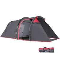 Outsunny 2-3 Person Tunnel Tent Grey with Porch & Groundsheet