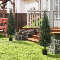HOMCOM Set of Two Artificial Cypress Trees - Green(m-10)