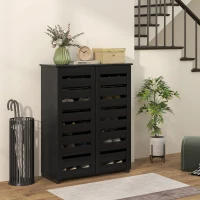 HOMCOM Narrow Shoe Cabinet for Entryway, 5-Tier Slim Shoe Storage Cabinet with 2 Slatted Doors and Adjustable Shelves(m-10)