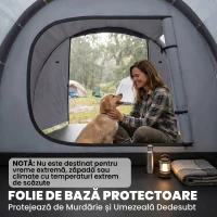 Outsunny Cort de Camping pentru 2-4 Persoane cu Vestibul și Uși cu Fermoar, 426x206x154cm Gri(m-7)