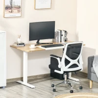 Vinsetto Secretária Elétrica de Pé com Ajuste Elétrico de Altura e 4 Teclas de Memória para Casa Escritório 140x70x72-116 cm Branco e Natural(m-10)