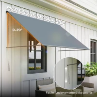 Outsunny Tenda da sole manuale retrattile e regolabile con protezione UV, 195x120 cm, Grigio scuro(m-5)