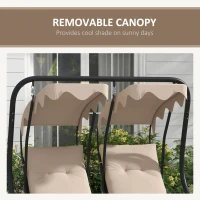 Outsunny Canopy Swing Chair Modern Garden Swing Seat Outdoor Relax Chairs w/ 2 Separate Chairs, Cushions and Removable Shade Canopy, Beige(m-7)