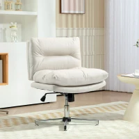 HOMCOM Cadeira de Escritório com Altura Ajustável Função Basculante Base Cruzada e Assento Amplo Cadeira para Estúdio 65x65x84-94 cm Cinza Claro(m-10)