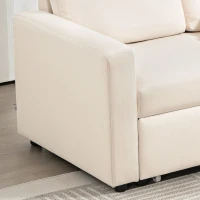 HOMCOM Canapé d'angle convertible modulable avec méridienne réversible, coffre de rangement et 3 coussins de dossier, crème(m-14)