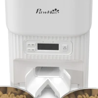 PawHut Automatic Cat Feeder Timed Portion Control Pet Food Dispenser with 2 Stainless Steel Bowls(m-12)
