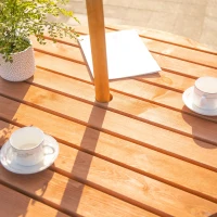 Outsunny Round Table W/3 Attached Benches-Fir Wood(m-10)