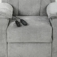 HOMCOM Power Recliner Armchair with Massage and Heat, Electric Reclining Chair with Wide Spring Seat, Light Grey(m-12)