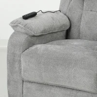 HOMCOM Power Recliner Armchair with Massage and Heat, Electric Reclining Chair with Wide Spring Seat, Light Grey(m-13)