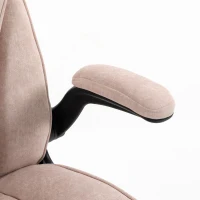 HOMCOM Fauteuil de bureau, chaise bureau ergonomique, hauteur réglable, accoudoirs relevables, 70 x 70 x 114-122 cm, rose(m-11)