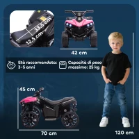 AIYAPLAY Quad elettrico 6V per bambini con musica e fari LED, 70x42x45 cm, Rosa(m-3)