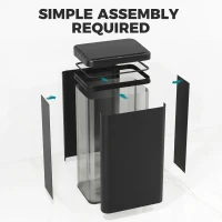 HOMCOM 50L Sensor Bin with Soft-Close Lid, Stainless Steel Automatic Touchless Motion Sensor Kitchen Bin, Black(m-5)