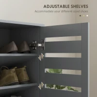 HOMCOM Narrow Shoe Cabinet for Entryway, 5-Tier Slim Shoe Storage Cabinet with 2 Slatted Doors and Adjustable Shelves Grey(m-6)