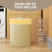 HOMCOM Panier à Linge en Bambou 55L, Panier Triangle avec Sac Amovible et Lavable, Couvercle, Poignée, 35x35x60cm, Naturel(m-6)