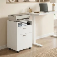 HOMCOM Schedario da Ufficio con Cassetto, Armadietto, Ruote a Freno e Ripiano Aperto, Cassettiera Ufficio per Lettera/Legale/Formato A4, Armadio Verticale per Studio, 40x35x60 cm, Bianco(m-10)