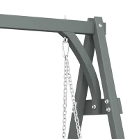 Outsunny 2 Seater Garden Swing Seat, Wooden Swing Chair Bench with Cup Holders for Outdoor Porch Patio, Grey(m-9)