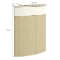 HOMCOM Panier à Linge en Bambou 55L, Panier Triangle avec Sac Amovible et Lavable, Couvercle, Poignée, 35x35x60cm, Naturel(m-3)