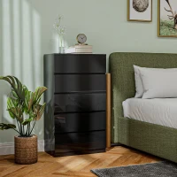 HOMCOM Cómoda com 5 Gavetas de Madeira Cómoda de Dormitório Cómoda Branca para Sala de Estar Estilo Moderno 55x34x100 cm Preto(m-10)