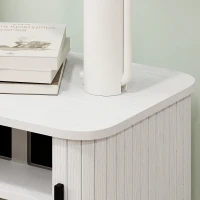 HOMCOM Nightstand with Sliding Doors and Metal Legs White Wood Effect(m-12)
