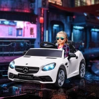 AIYAPLAY Carro Elétrico Mercedes SLC 300 12V com Faróis LED Buzina Música TF USB e Abertura da Porta 3-5km/h 107x62,5x44 cm Branco(m-10)