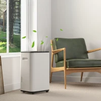 HOMCOM Deshumidificador Eléctrico Depósito de Agua 6 Litro 20L/día con 3 Modos 2 Velocidades Temporizador 33,5x26x53 cm Blanco(m-10)