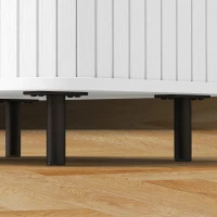 HOMCOM Nightstand with Sliding Doors and Metal Legs White Wood Effect(m-11)