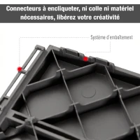 Outsunny Caillebotis - Dalles terrasse - Lot de 9 - emboîtables, Installation très Simple - Petits Carreaux Composite Plastique Imitation Bois Noir(m-5)