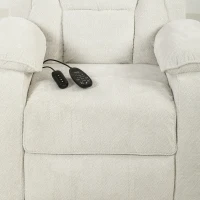 HOMCOM Power Recliner Armchair with Massage and Heat, Electric Reclining Chair with Wide Spring Seat, Cream White(m-13)