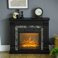 HOMCOM Lareira Elétrica 1800W com Efeito de Chama Realista e Proteção Contra Superaquecimento 80x21,6x67,8 cm Preto(m-10)