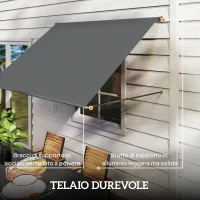 Outsunny Tenda da sole manuale retrattile e regolabile con protezione UV, 195x120 cm, Grigio scuro(m-7)