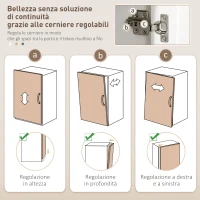 HOMCOM Mobile da cucina stile country con vetrina, cassetto e armadi, Naturale e Bianco(m-6)