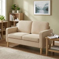 HOMCOM Divano Moderno 2 posti con con 2 cuscini e vano piedi, 117x63x79 cm, Beige(m-10)
