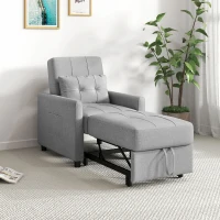HOMCOM Poltrona Letto Singolo Reclinabile su 3 Livelli con Cuscino Extra, 69x82x85cm, Grigio Chiaro(m-10)