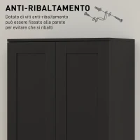 HOMCOM Armadio contenitore 2 ante con 4 ripiani, 60x36,5x175 cm, Nero(m-7)