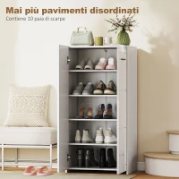 HOMCOM Scarpiera lucida, mobile porta-scarpe con ripiani regolabili per ingresso, corridoio, spazio per 10 paia, Bianco(m-4)