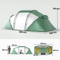 Outsunny 4 Man UV Protection Camping Tent - Green and White(m-3)