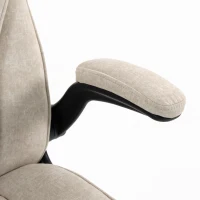 HOMCOM Fauteuil de bureau, chaise bureau ergonomique, hauteur réglable, accoudoirs relevables, 70 x 70 x 114-122 cm, beige(m-11)