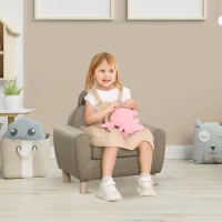HOMCOM Kids Sofa Toddler Chair Children Armchair for Preschool Bedroom Playroom with Ear Modeling Wood Brown(m-2)