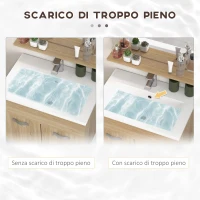 kleankin Set di Mobili per il Bagno Armadietto Specchiera, Mobile Sottolavabo Sospeso con Lavabo, Colonna, Naturale(m-7)