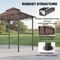 Outsunny 2.5x1.5m (8'x5') Grill Gazebo Canopy, Double Tiered Outdoor BBQ Gazebo Shelter with 2 Side Shelves for Garden, Patio, Barbecue, Picnic, Coffee(m-7)