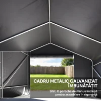 Outsunny Garaj Moto Exterior 3x3 m, Impermeabil, cu Ușă și Guri de Aerisire Rulabile, pentru Biciclete și Unelte, Gri Închis(m-4)