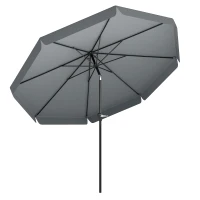 Outsunny Parasol de Jardín de Aluminio Ø266x250 cm con Ángulo Ajustable Protección UV50+ Techo de Ventilación y Manivela Gris(m-11)