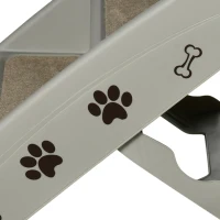 PawHut Escalier pour chien pliant à 4 marches antidérapantes escalier pour animaux en plastique 62 x 38 x 49,5 cm gris(m-10)