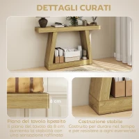 HOMCOM Tavolo Consolle 140 cm, Retro Divano con Contenitore, Rovere.(m-4)